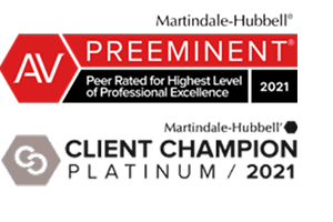 AV Preeminent  Martindale-Hubbell awarded in 2021 